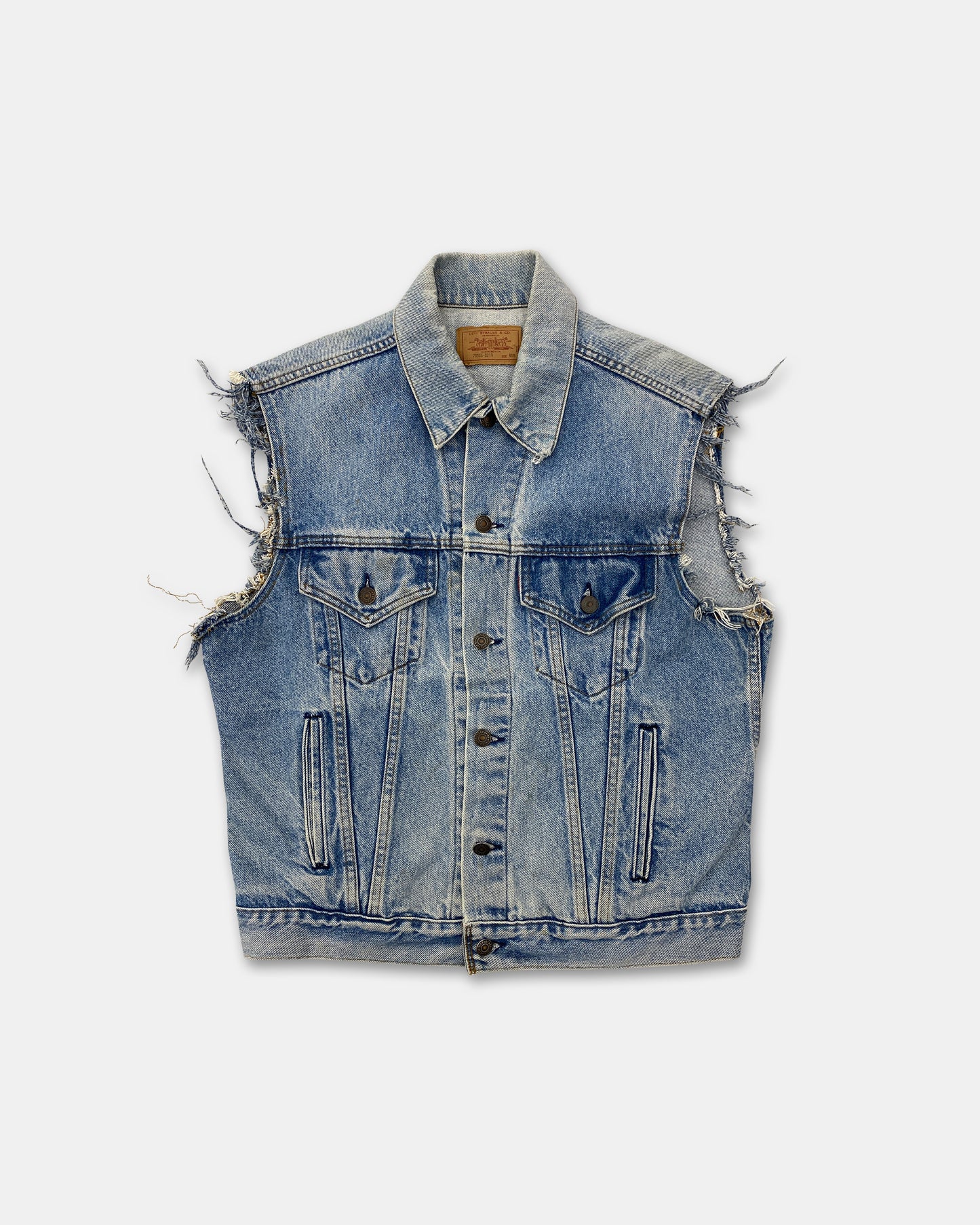 Levis 1980s Custom Band Iron Maiden + Cinderella Cut Off Sleeve Denim Vest Blue