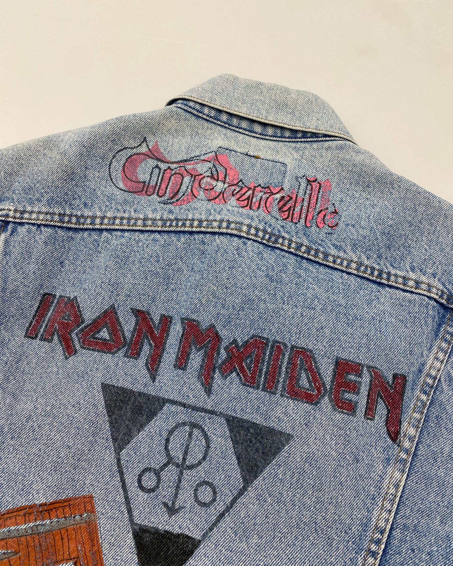 Levis 1980s Custom Band Iron Maiden + Cinderella Cut Off Sleeve Denim Vest Blue