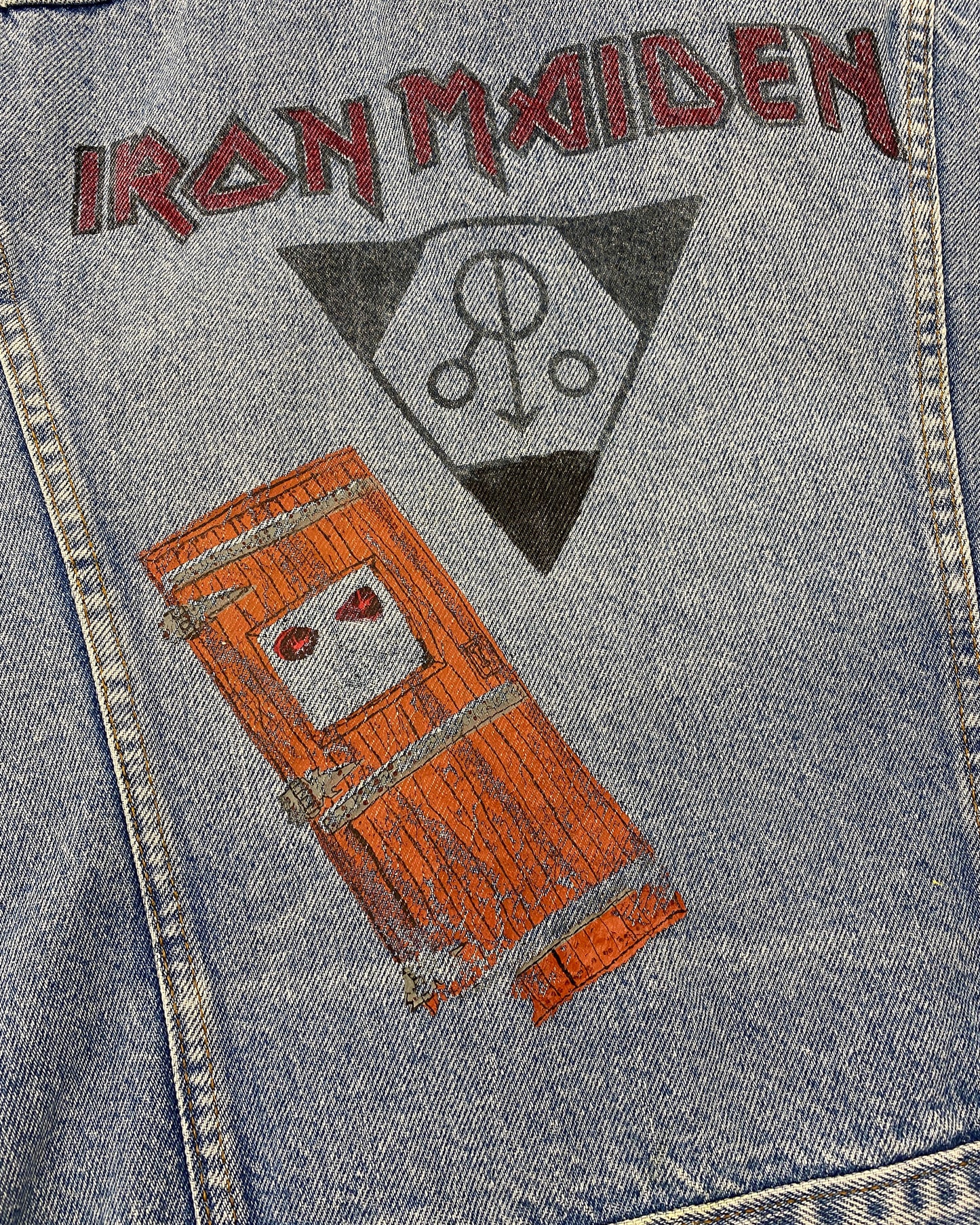 Levis 1980s Custom Band Iron Maiden + Cinderella Cut Off Sleeve Denim Vest Blue