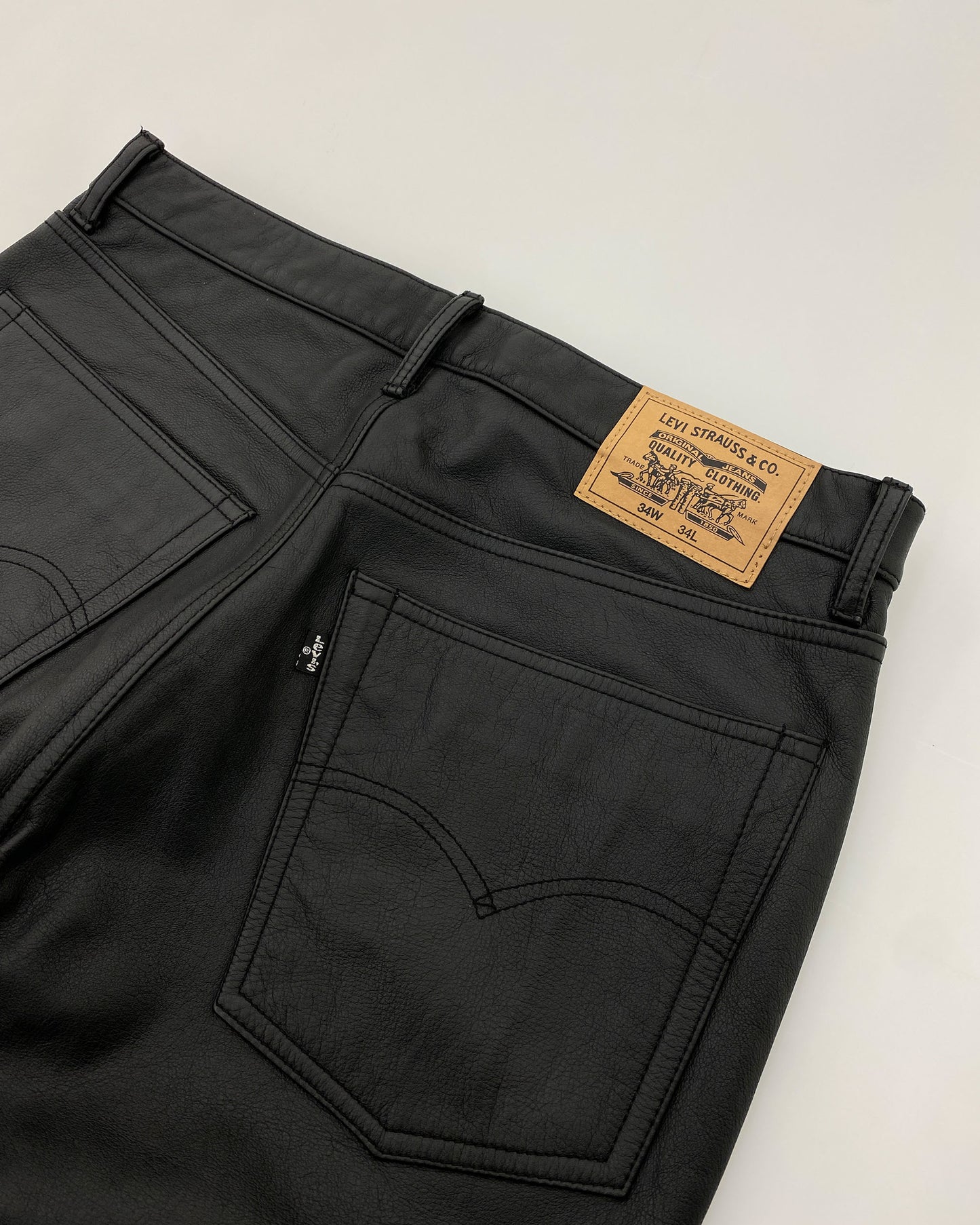 Levis 1998 55185 Made in Korea Leather Pants Black