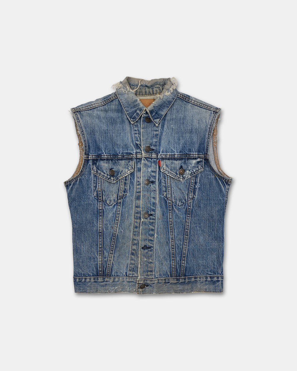 Levis 1960s Cut Off Sleeve Trashed Denim Vest Blue