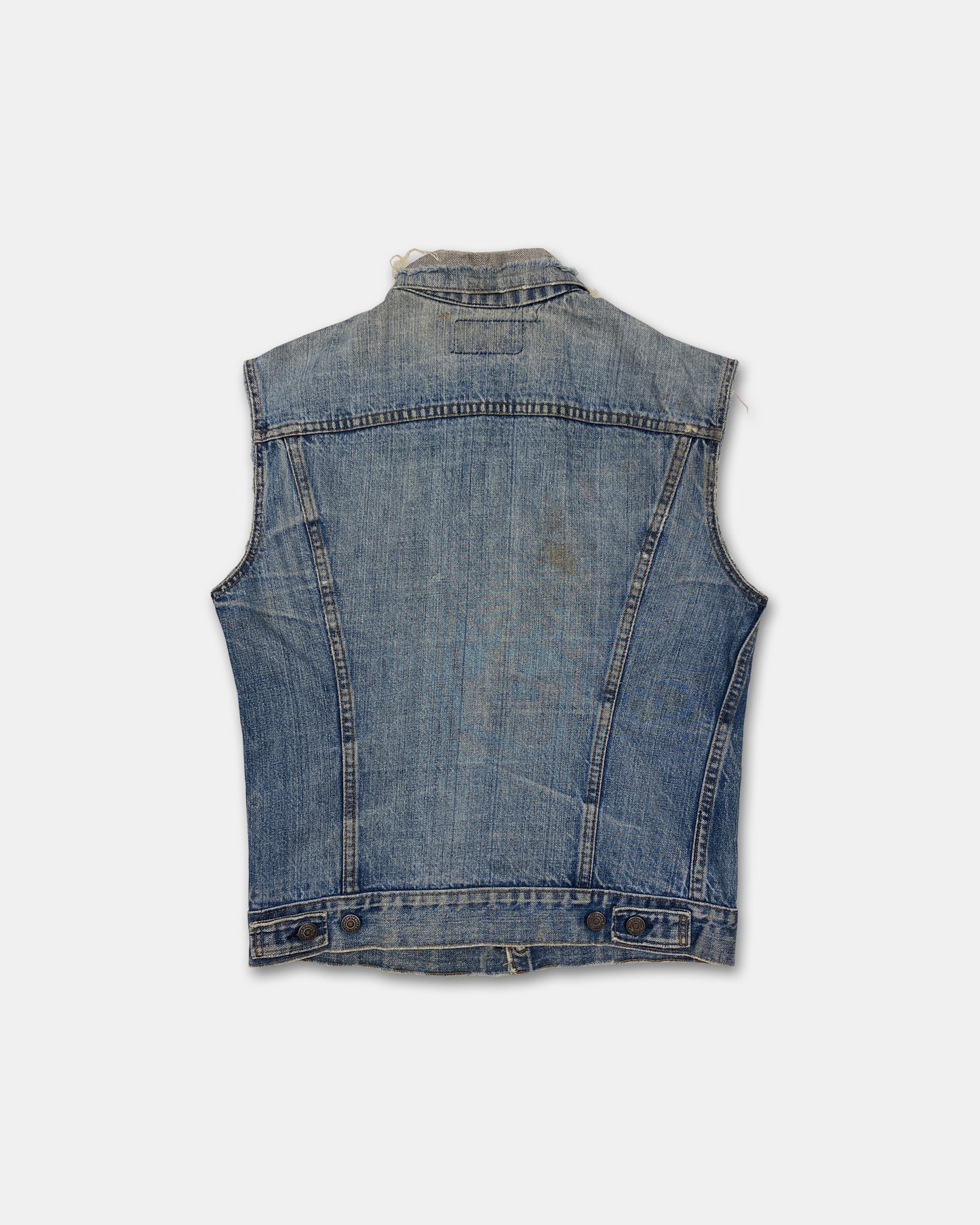 Levis 1960s Cut Off Sleeve Trashed Denim Vest Blue