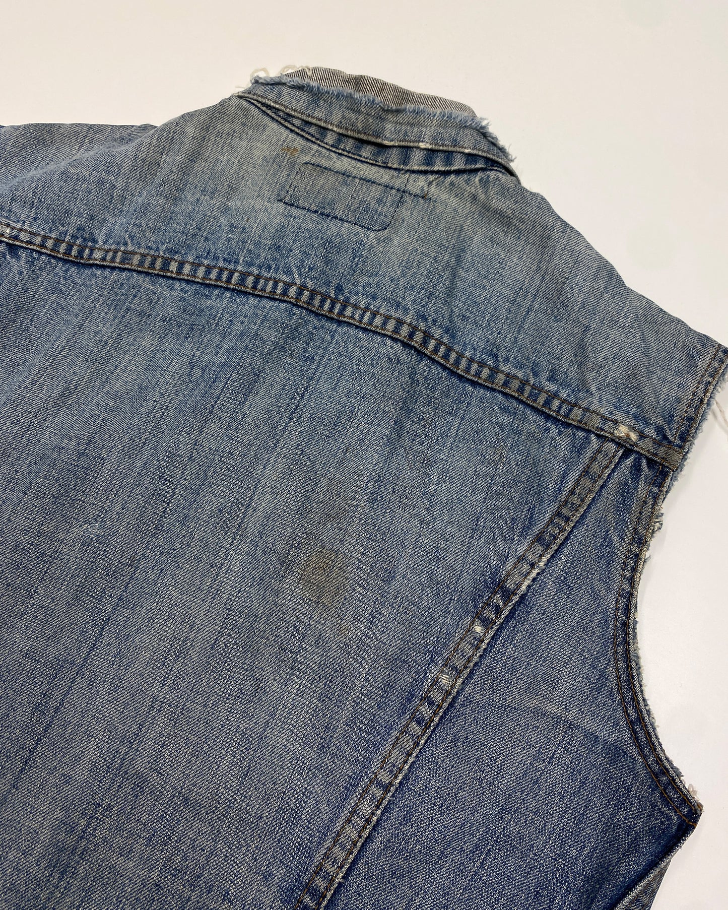 Levis 1960s Cut Off Sleeve Trashed Denim Vest Blue