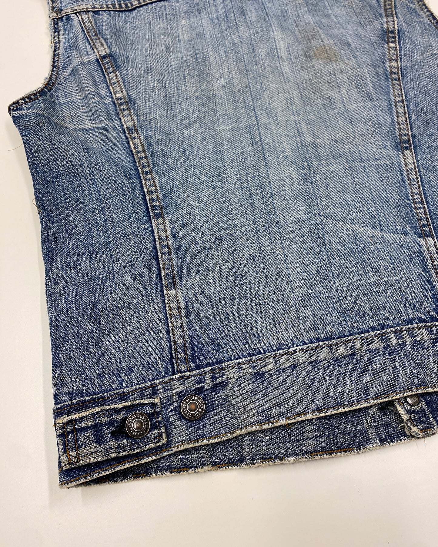 Levis 1960s Cut Off Sleeve Trashed Denim Vest Blue