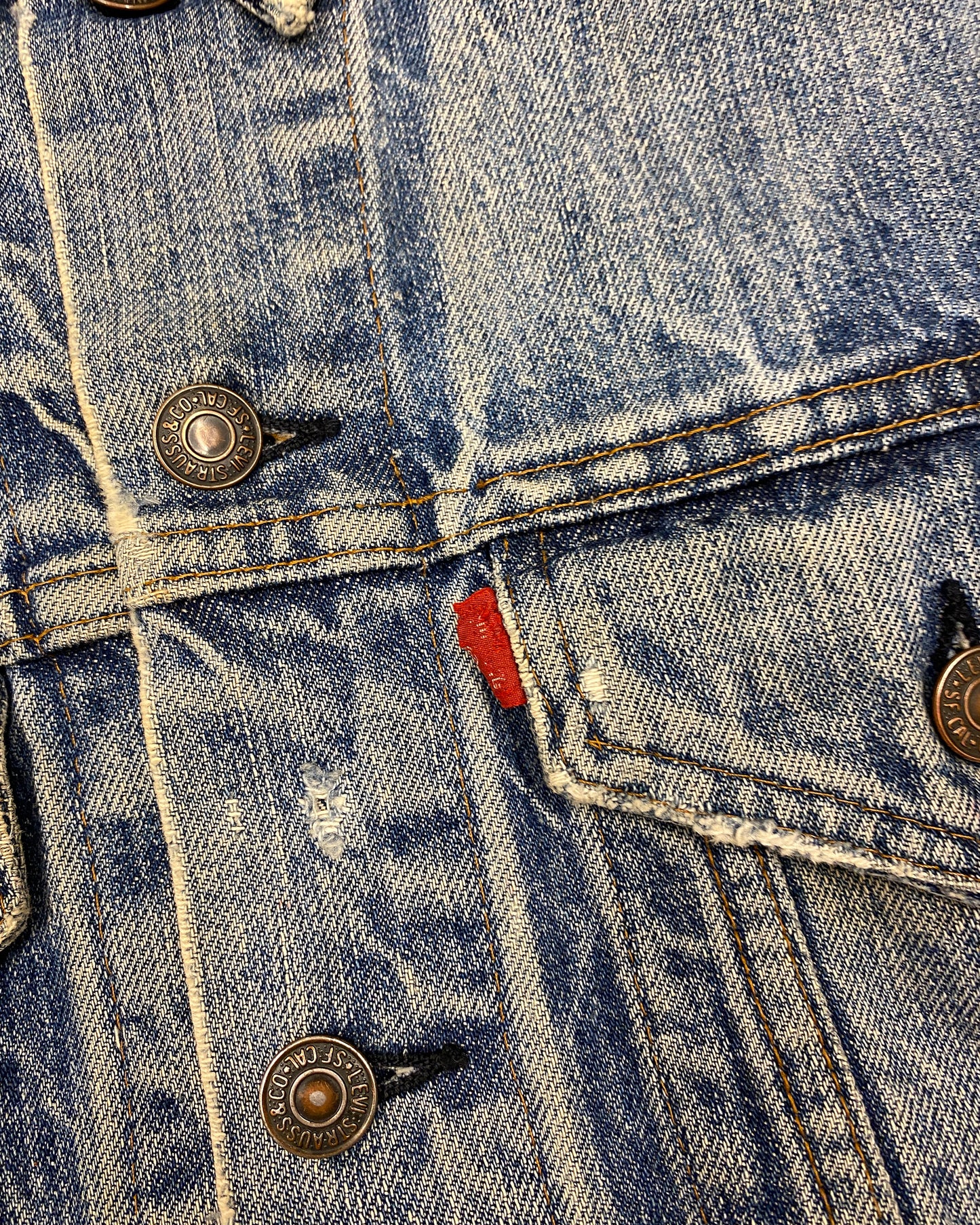 Levis 1960s Cut Off Sleeve Trashed Denim Vest Blue