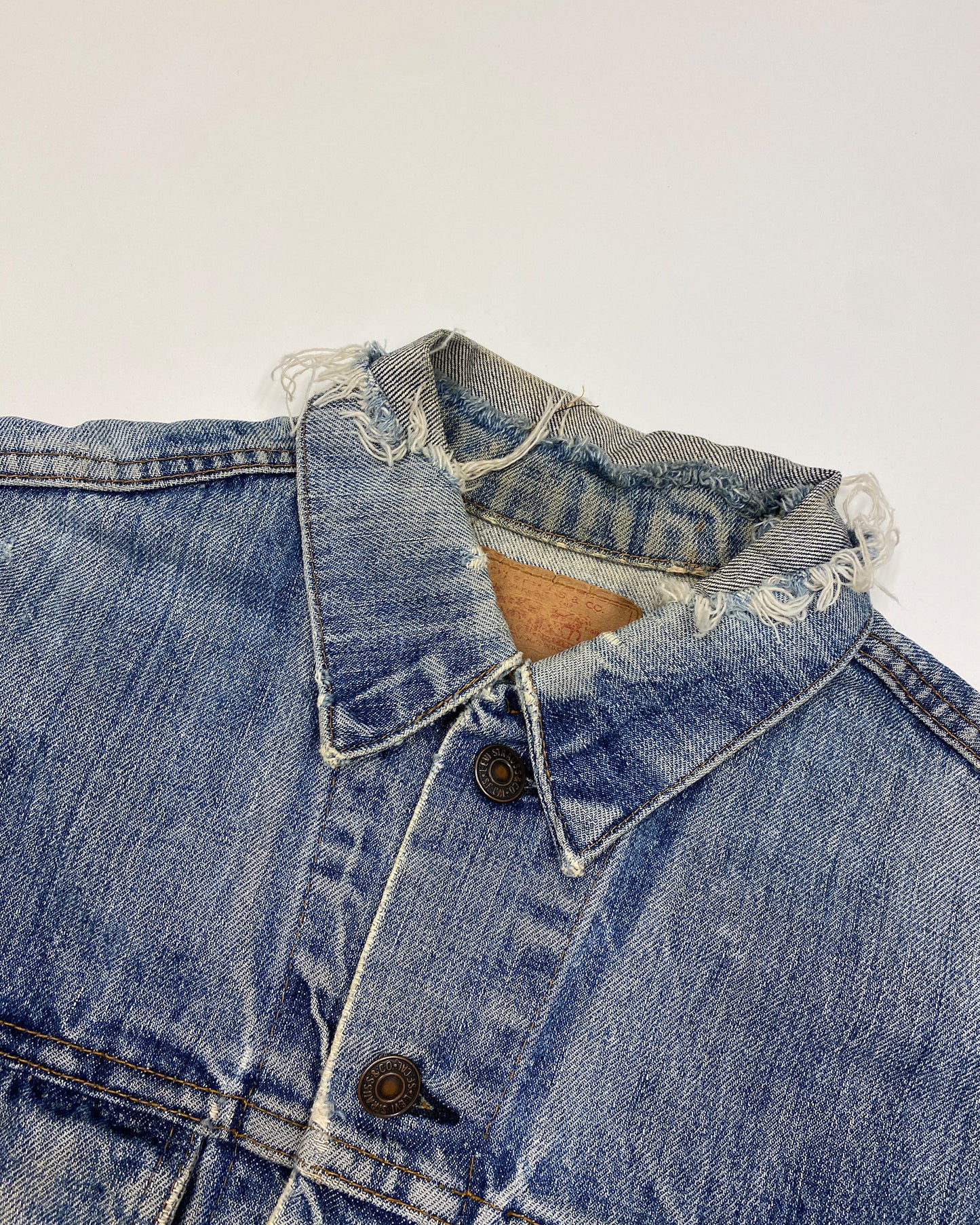 Levis 1960s Cut Off Sleeve Trashed Denim Vest Blue
