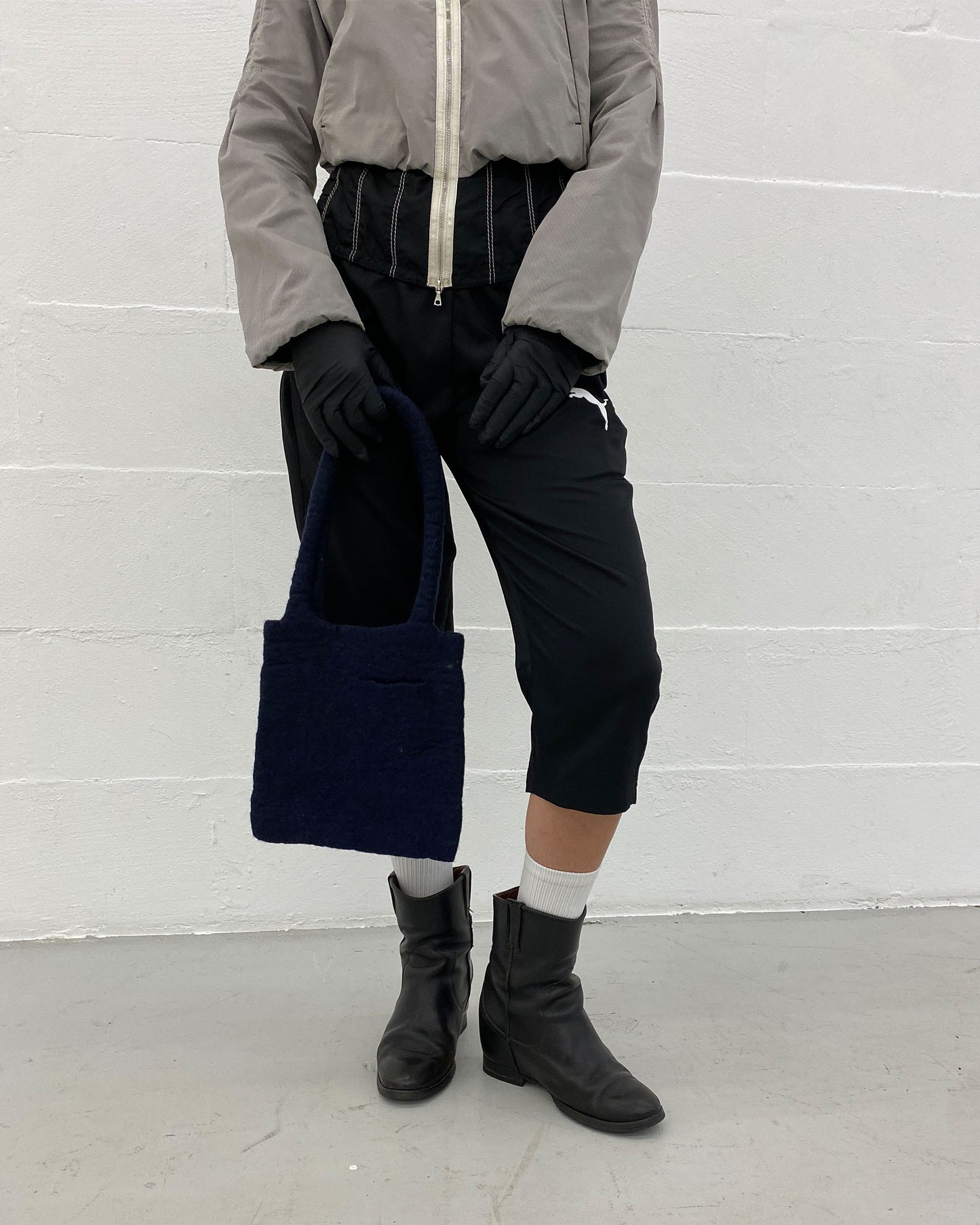 Selfmade 2000s Felt Handbag Navy