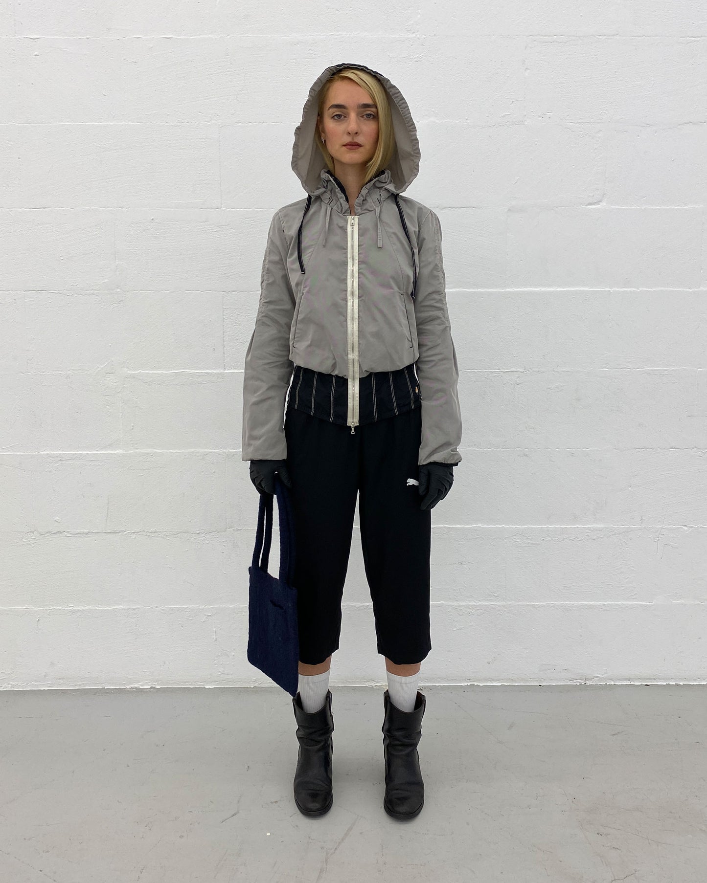 Marc Cain 2010s Hooded Sport Zip Jacket Grey