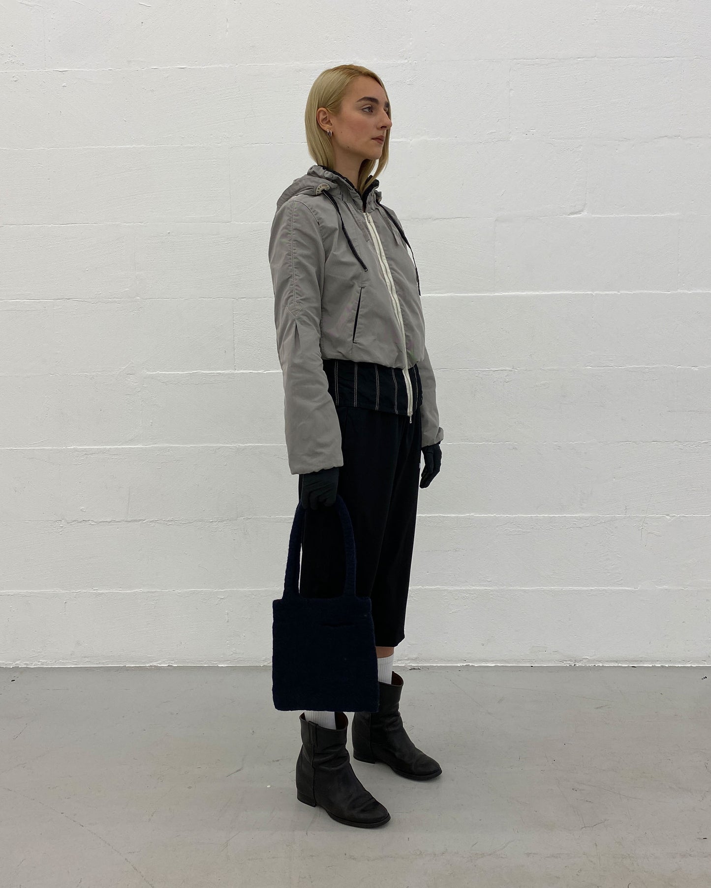 Selfmade 2000s Felt Handbag Navy