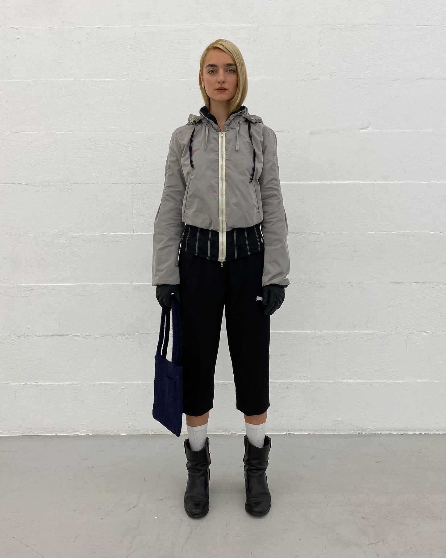 Marc Cain 2010s Hooded Sport Zip Jacket Grey