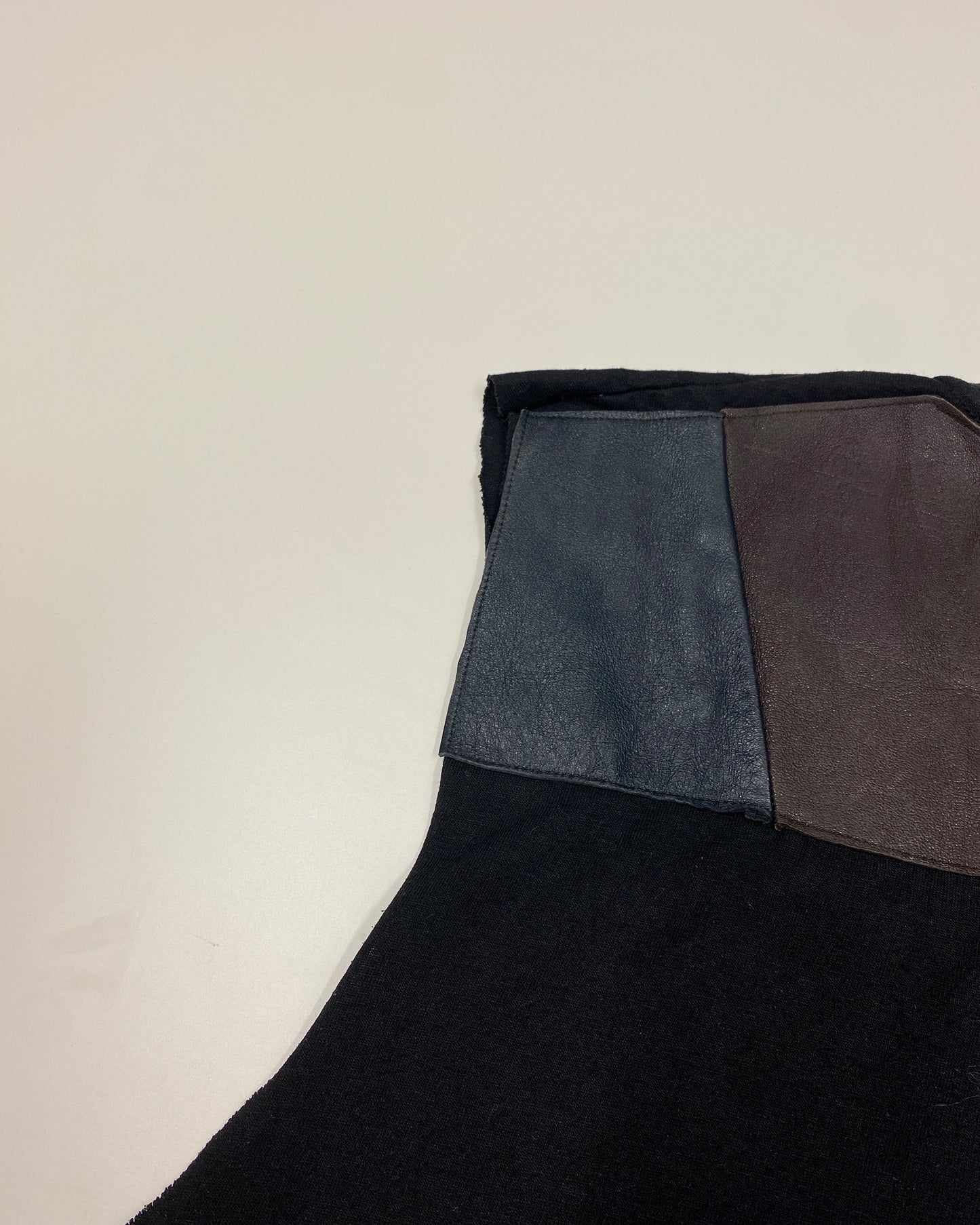 Maison Martin Margiela Line 0 10 Artisanal AW2003 Cut Off Basketball Print Leather Patchwork Tanktop T-Shirt Black