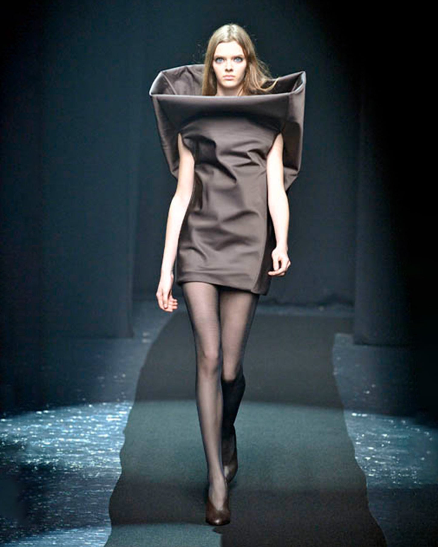 Maison Martin Margiela AW2008 White Label Runway Silk Dress Black