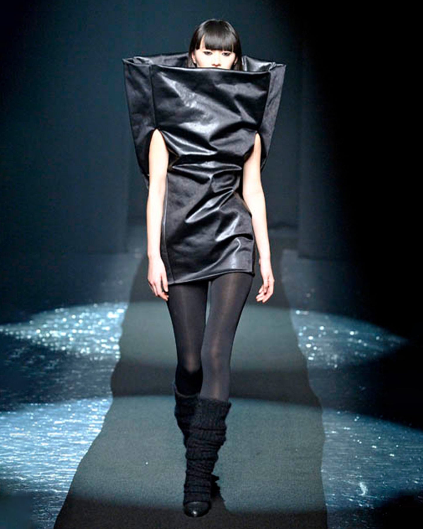 Maison Martin Margiela AW2008 White Label Runway Silk Dress Black