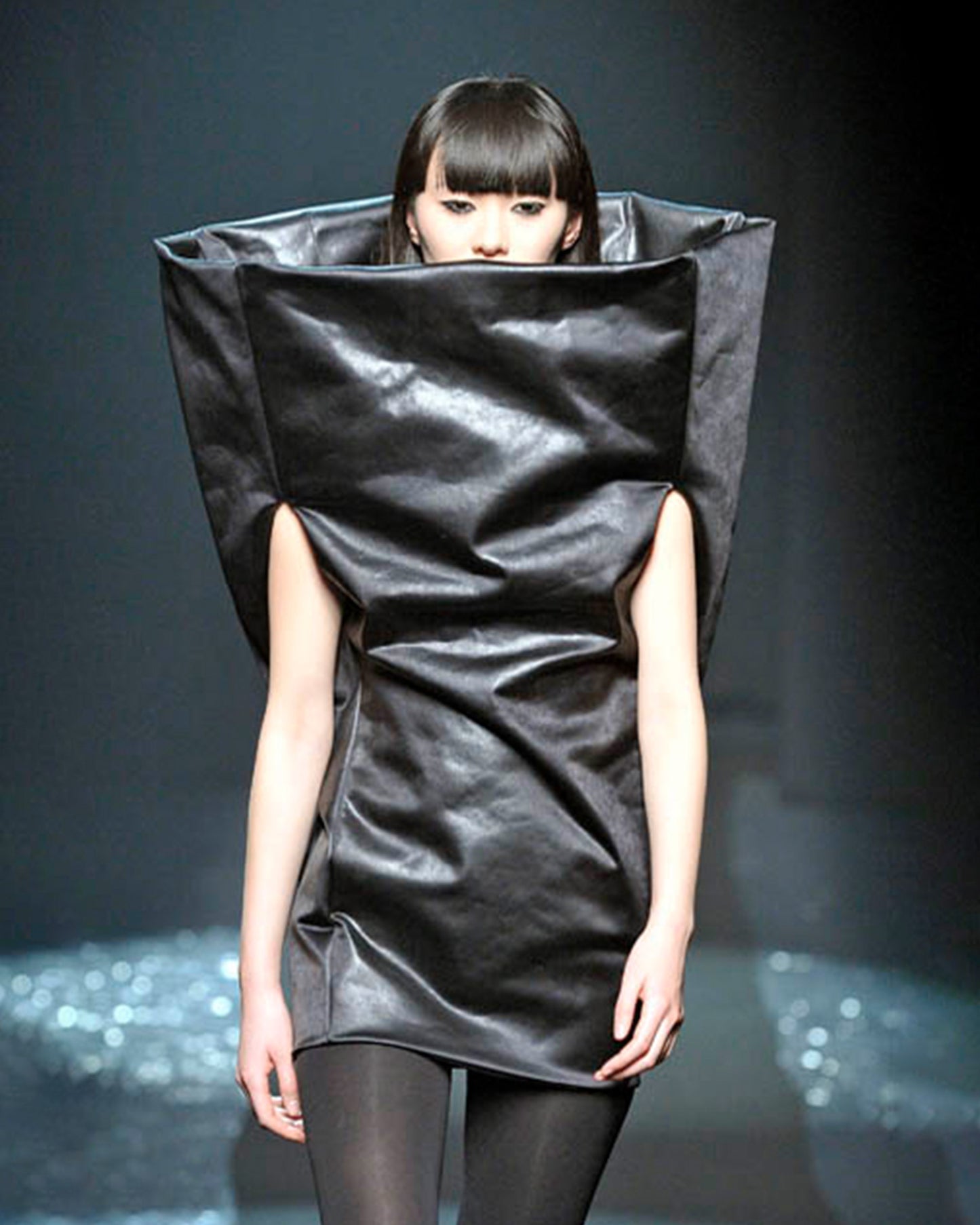 Maison Martin Margiela AW2008 White Label Runway Silk Dress Black