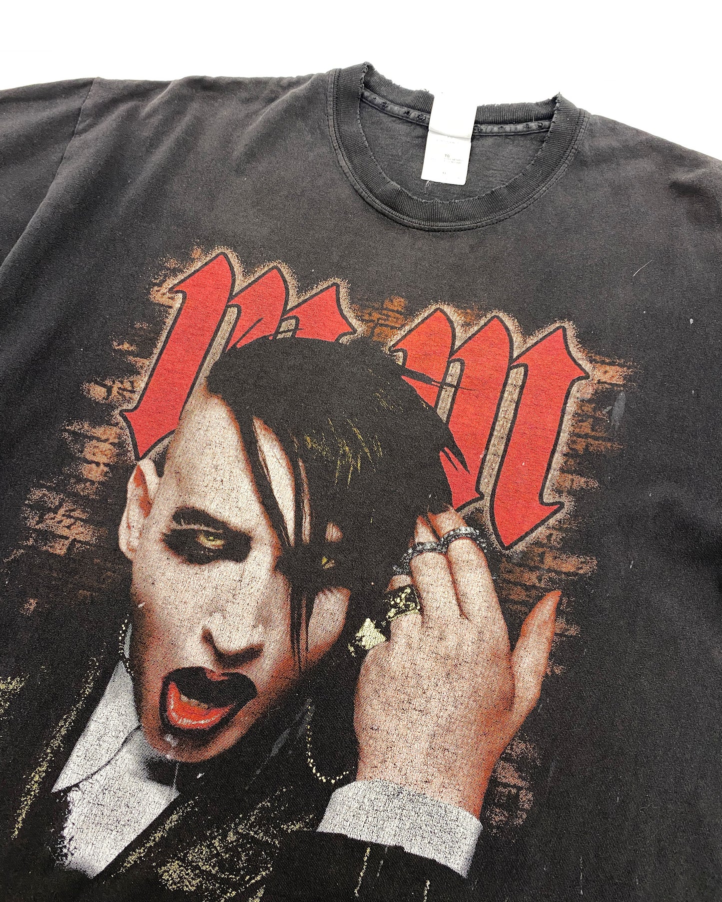 Marilyn Manson 2000s Trashed Band T-Shirt Black