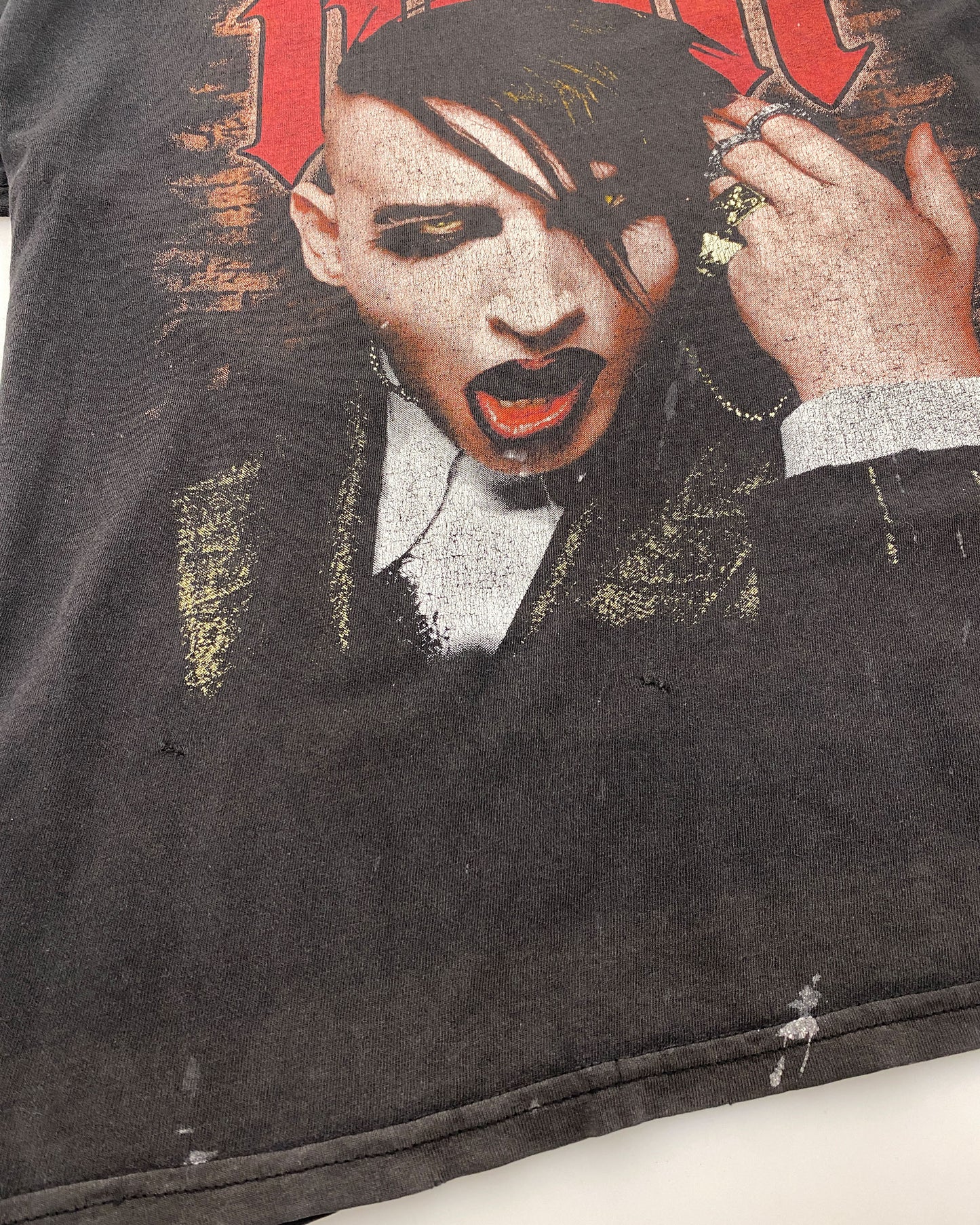 Marilyn Manson 2000s Trashed Band T-Shirt Black