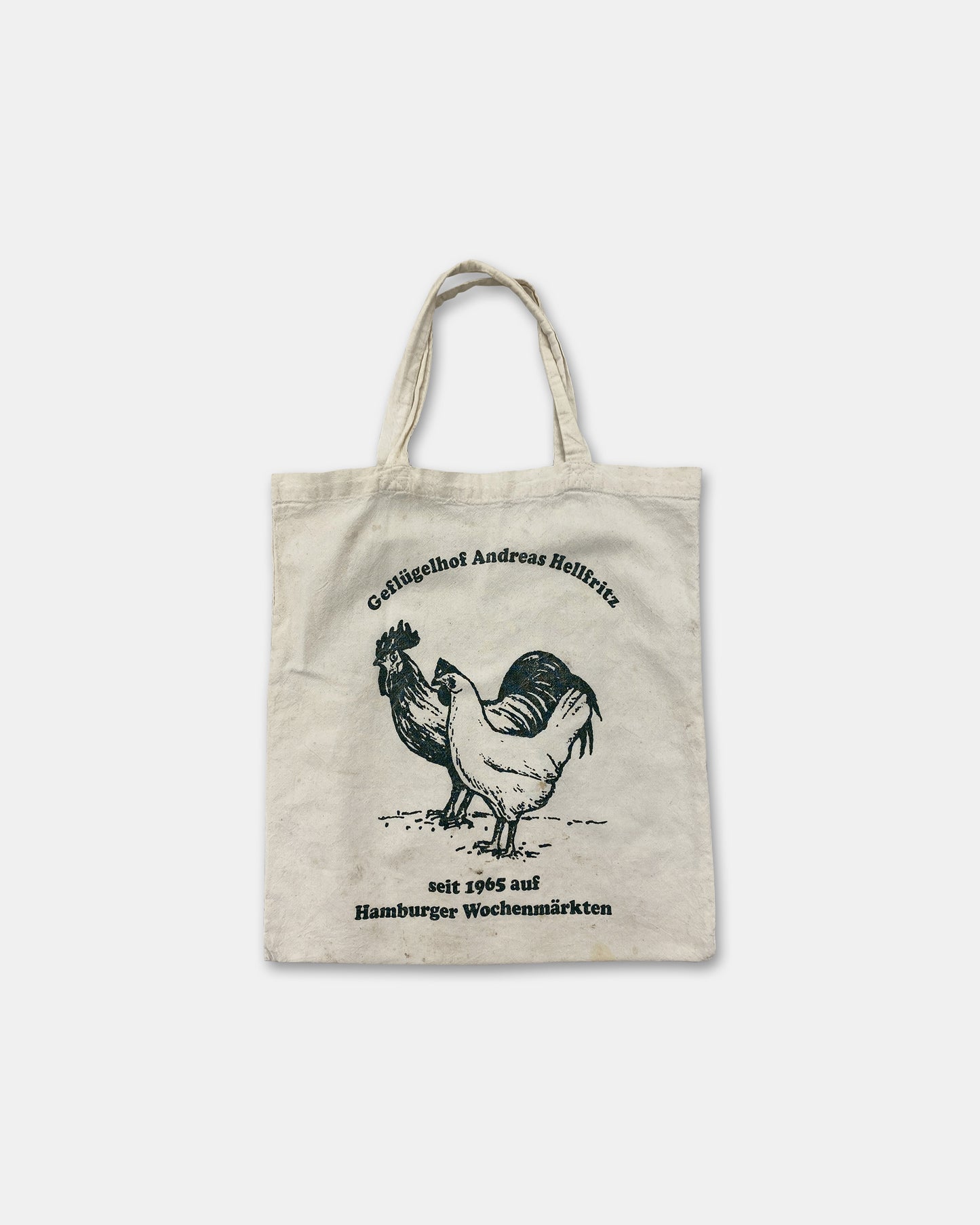 Vintage 1980s Geflügelhof Andreas Hellfritz Tote Bag White