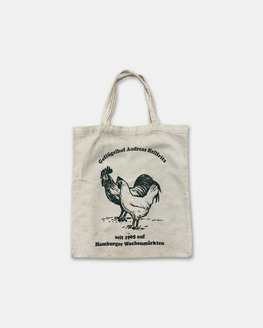 Vintage 1980s Geflügelhof Andreas Hellfritz Tote Bag White