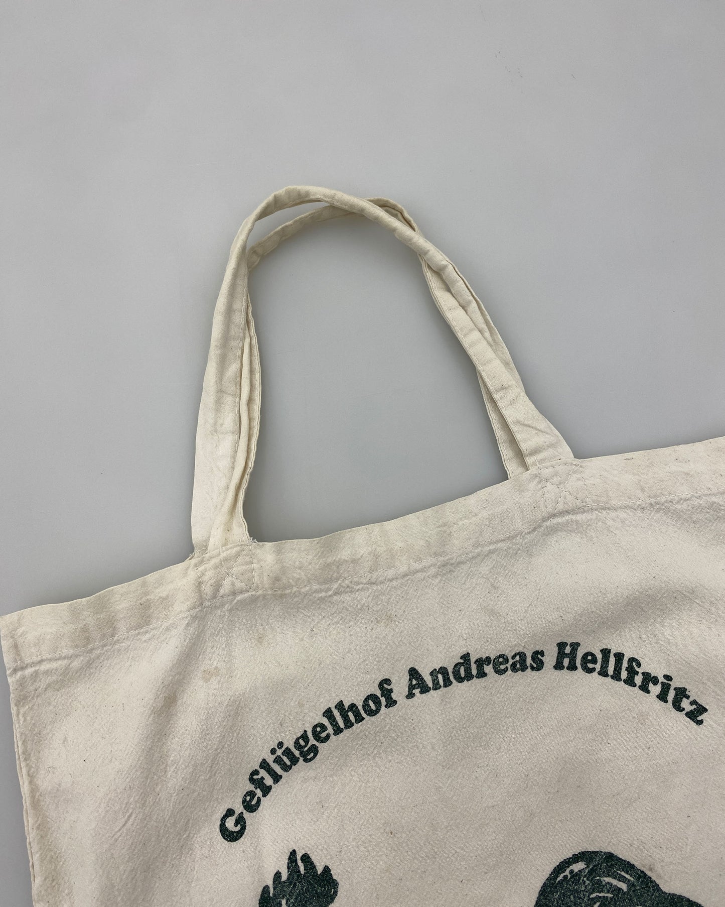 Vintage 1980s Geflügelhof Andreas Hellfritz Tote Bag White