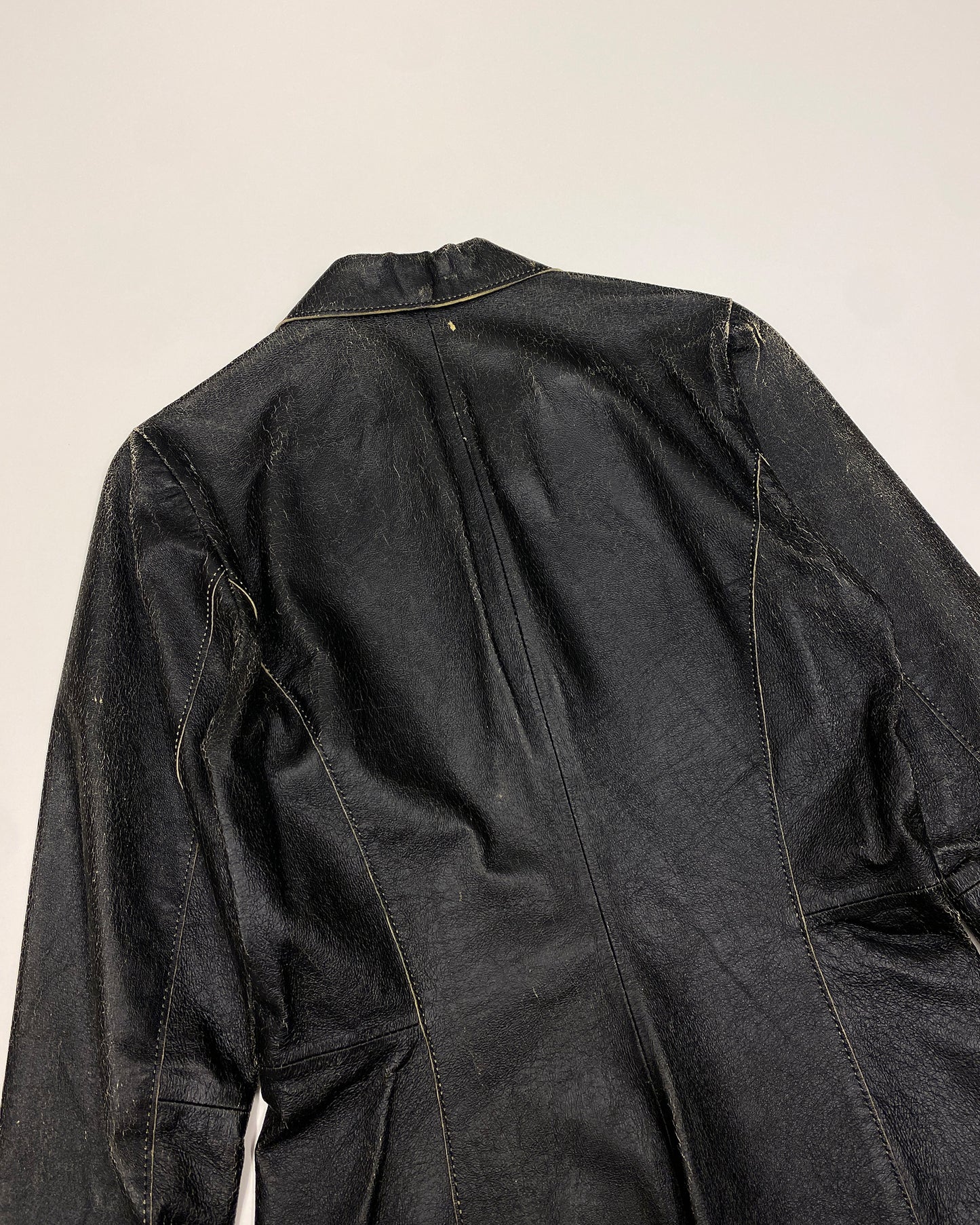 Mauritius 2010s Cracked Leather Blazer Jacket Black
