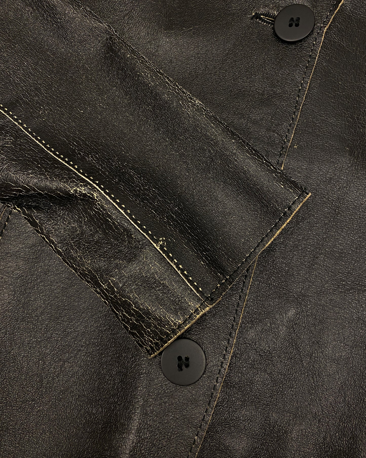 Mauritius 2010s Cracked Leather Blazer Jacket Black