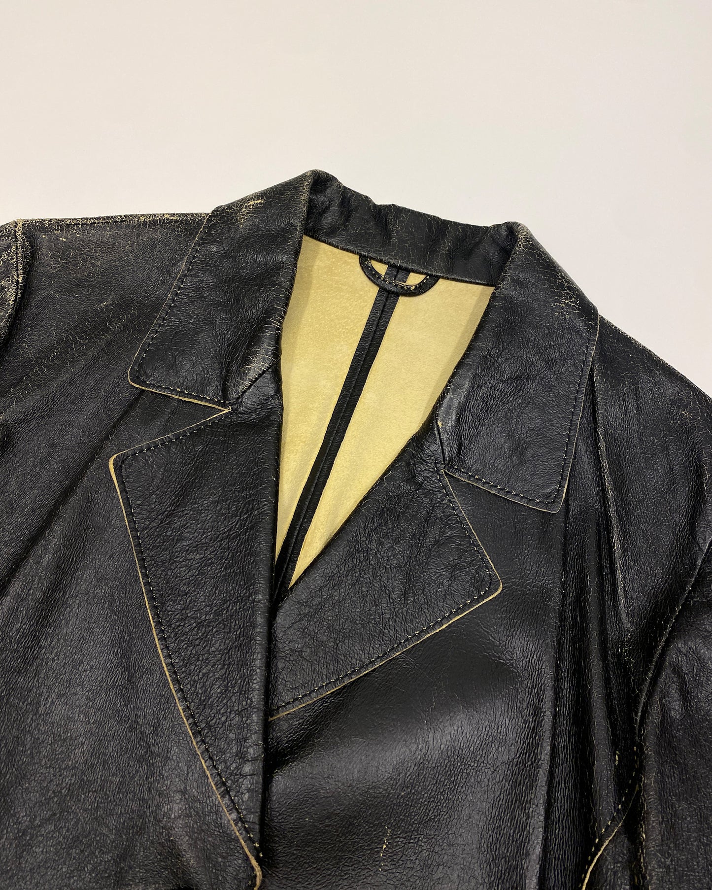 Mauritius 2010s Cracked Leather Blazer Jacket Black