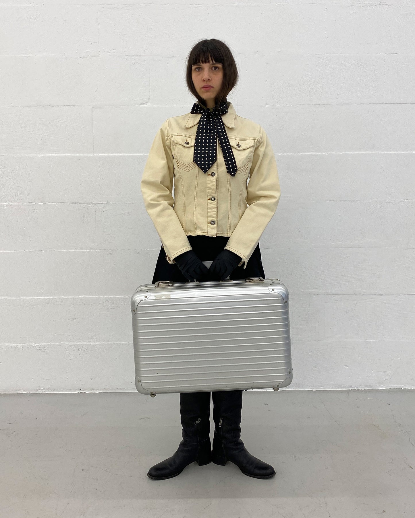 Gaultier Jeans 1990s Corset Cropped Denim Jacket Beige