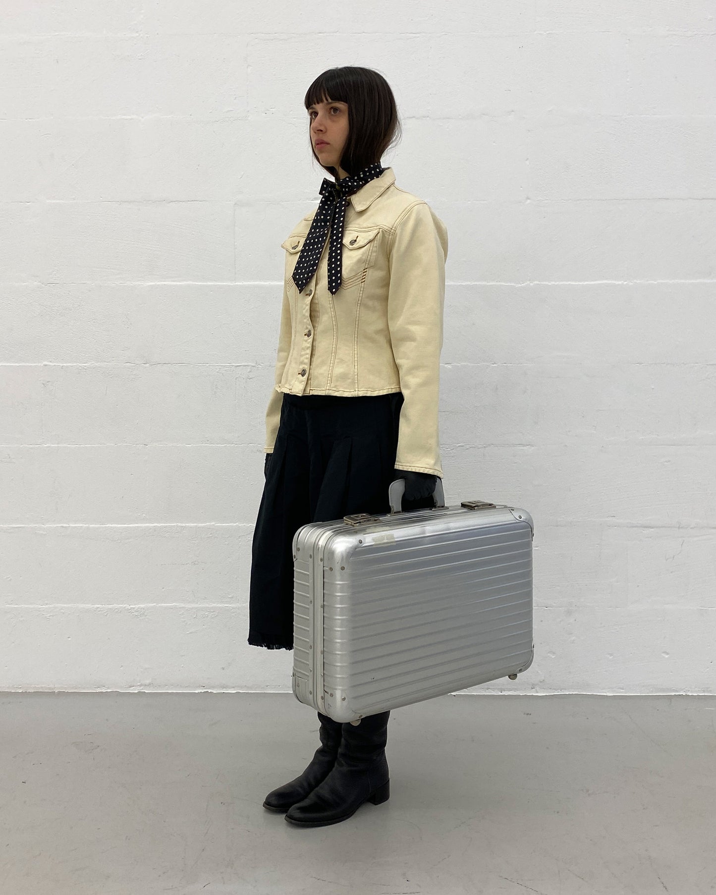 Gaultier Jeans 1990s Corset Cropped Denim Jacket Beige