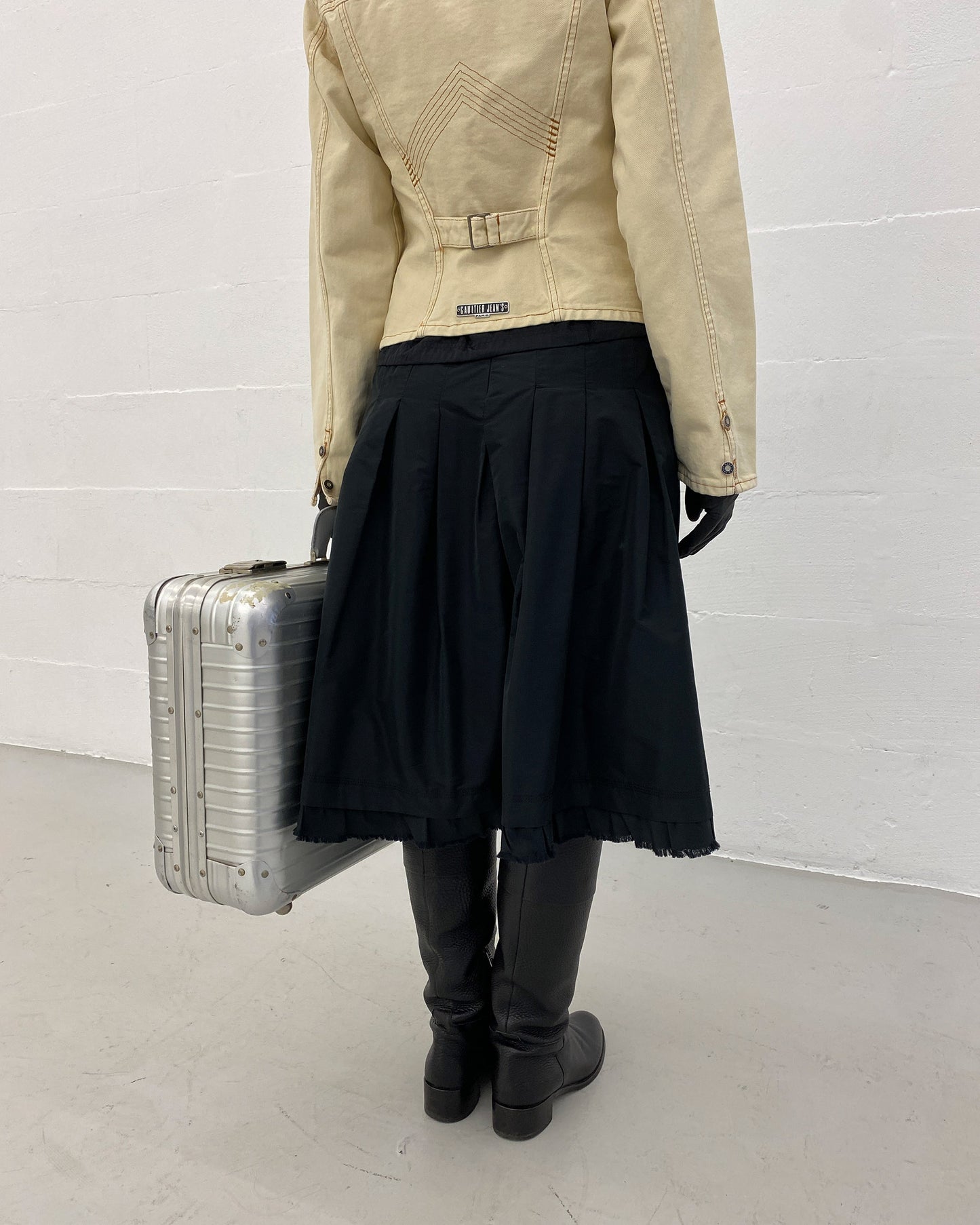 Gaultier Jeans 1990s Corset Cropped Denim Jacket Beige