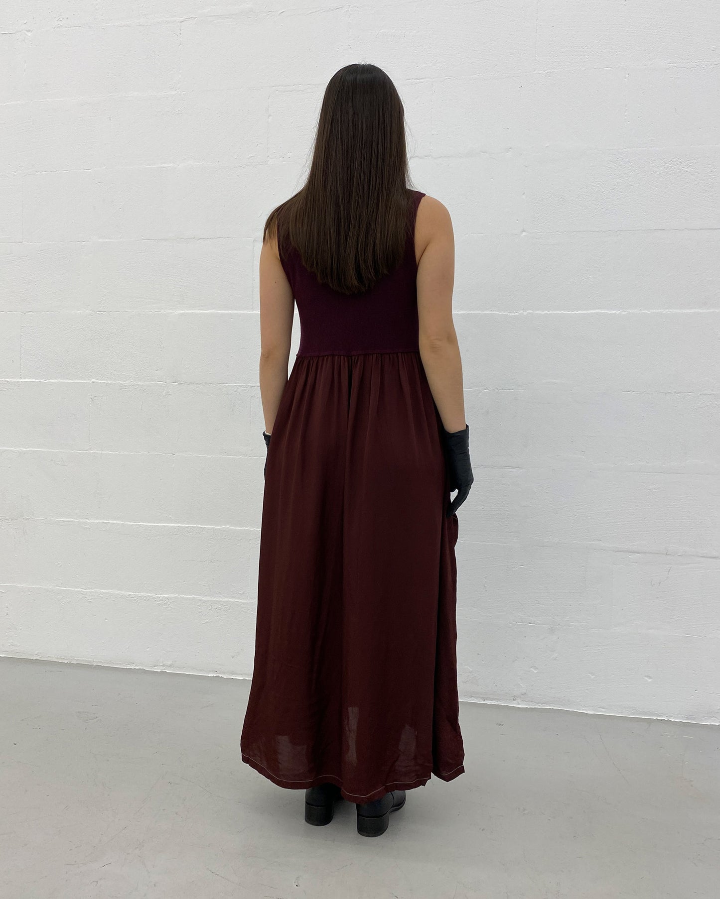 Marithé + François Girbaud 1990s Knit Nylon Tank Dress Purple