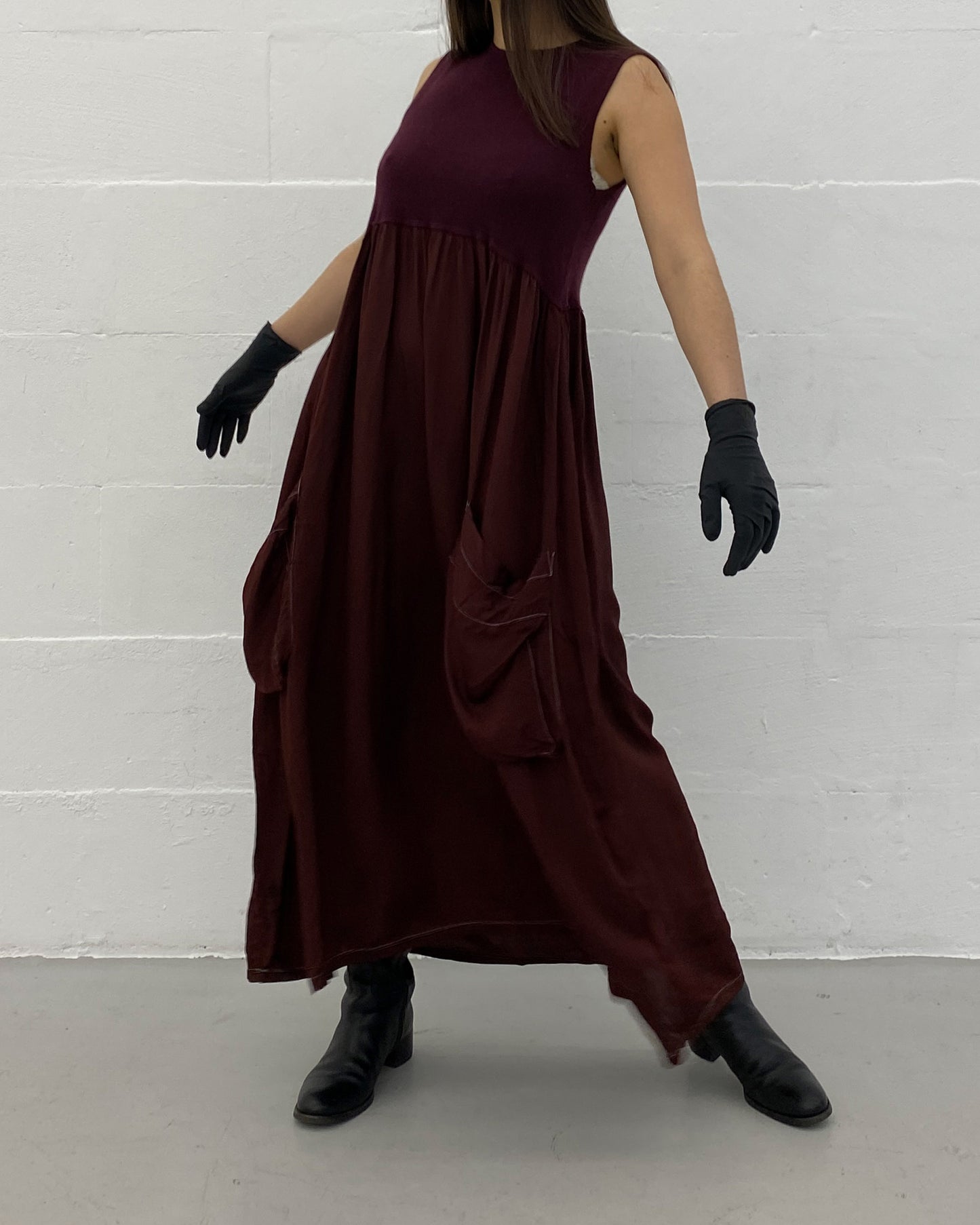 Marithé + François Girbaud 1990s Knit Nylon Tank Dress Purple