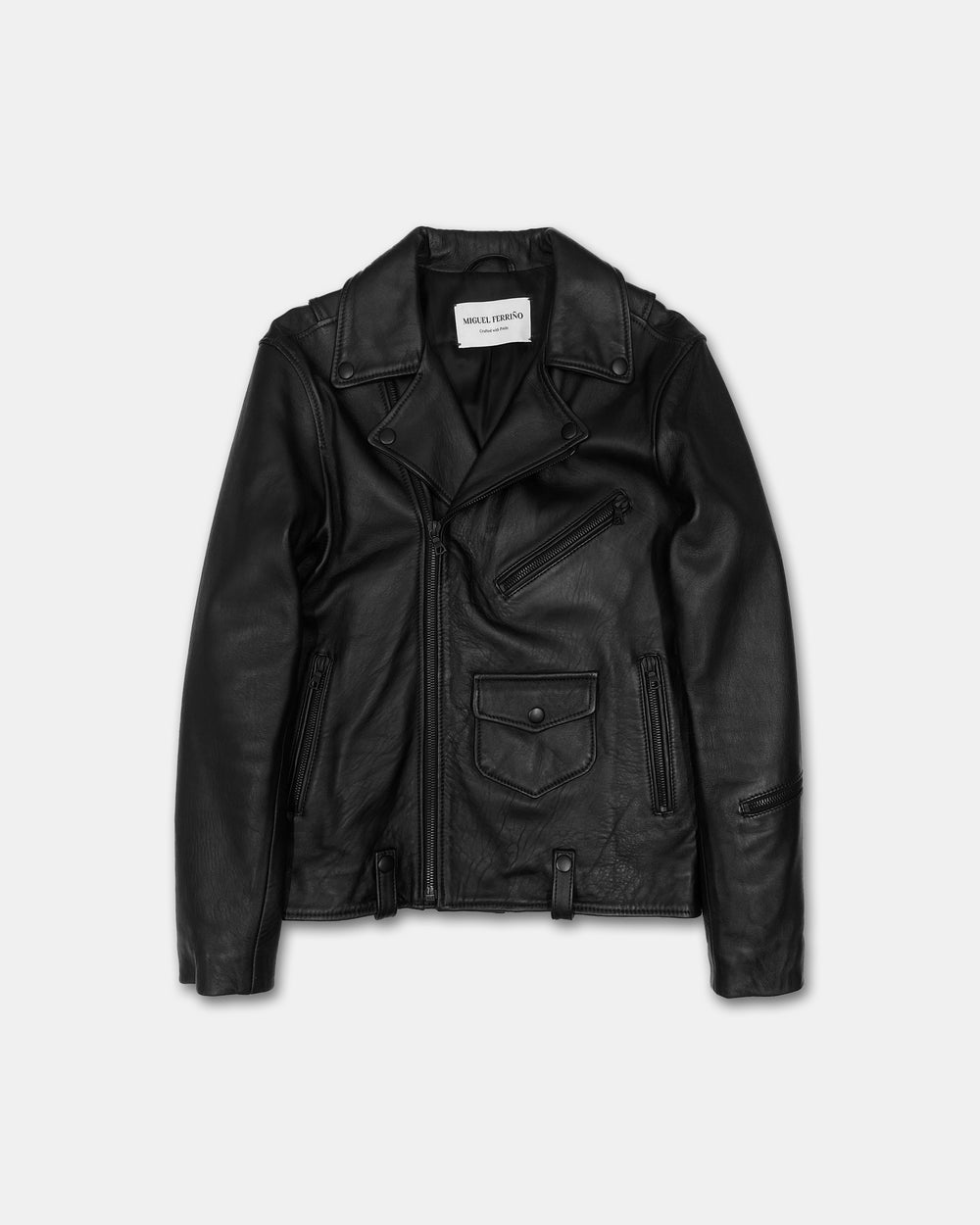 Miguel Ferriño 2020s Lambleather Riri Zip Biker Leather Jacket Black