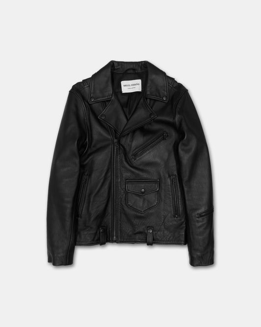 Miguel Ferriño 2020s Lambleather Riri Zip Biker Leather Jacket Black