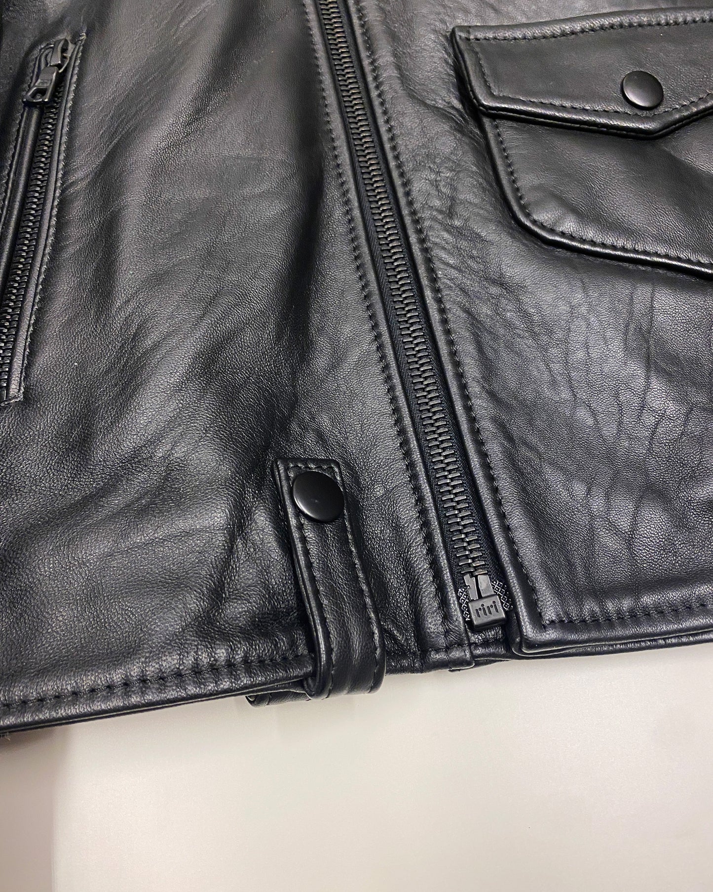 Miguel Ferriño 2020s Lambleather Riri Zip Biker Leather Jacket Black