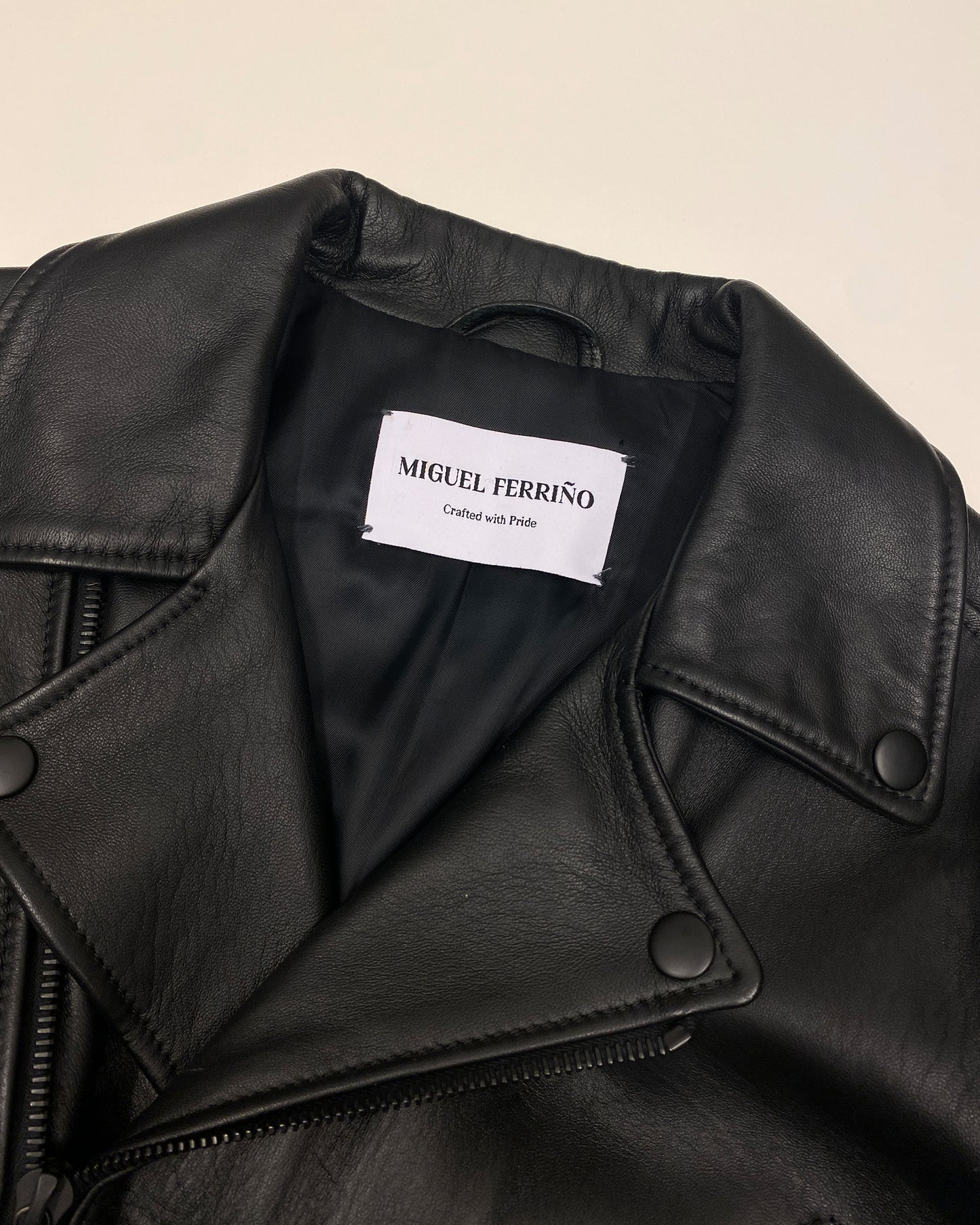 Miguel Ferriño 2020s Lambleather Riri Zip Biker Leather Jacket Black