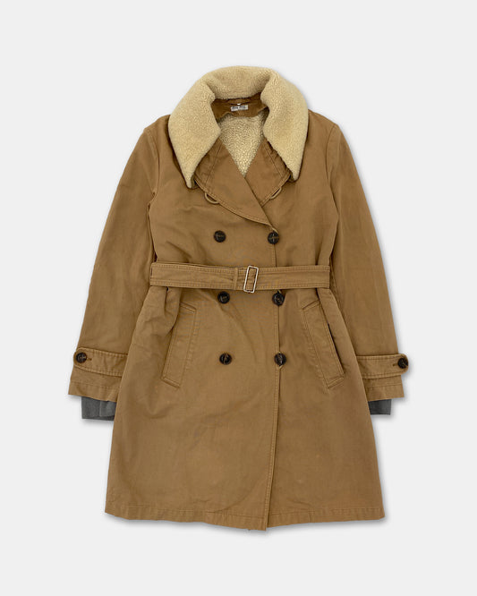 Miu Miu 2000s Sherpa Collar 2in1 Coat Beige