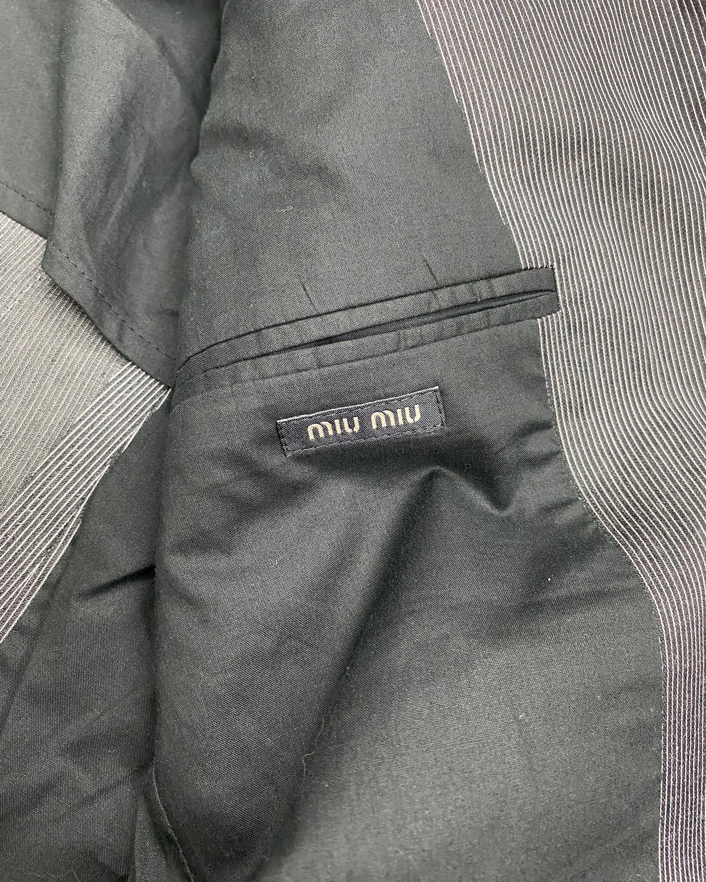 Miu Miu SS2006 Striped Paper Blazer Jacket Grey