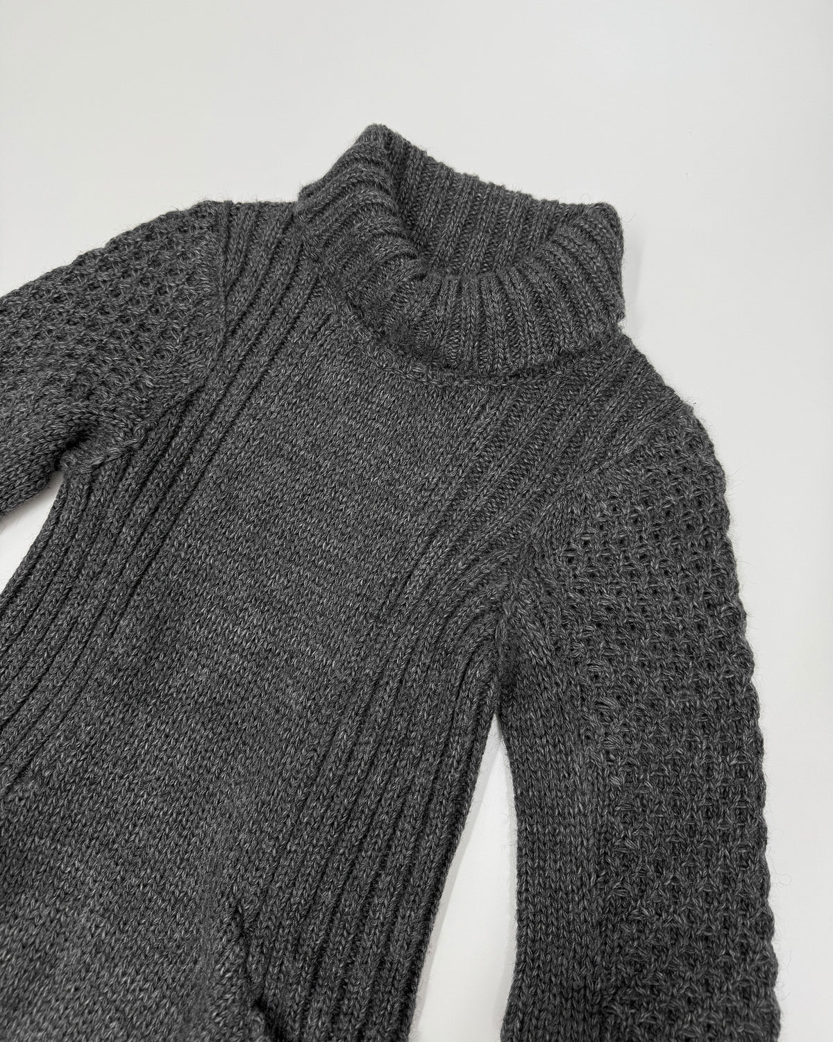 Miu Miu FW2008 Turtleneck Knit Wool Dress Dark Grey
