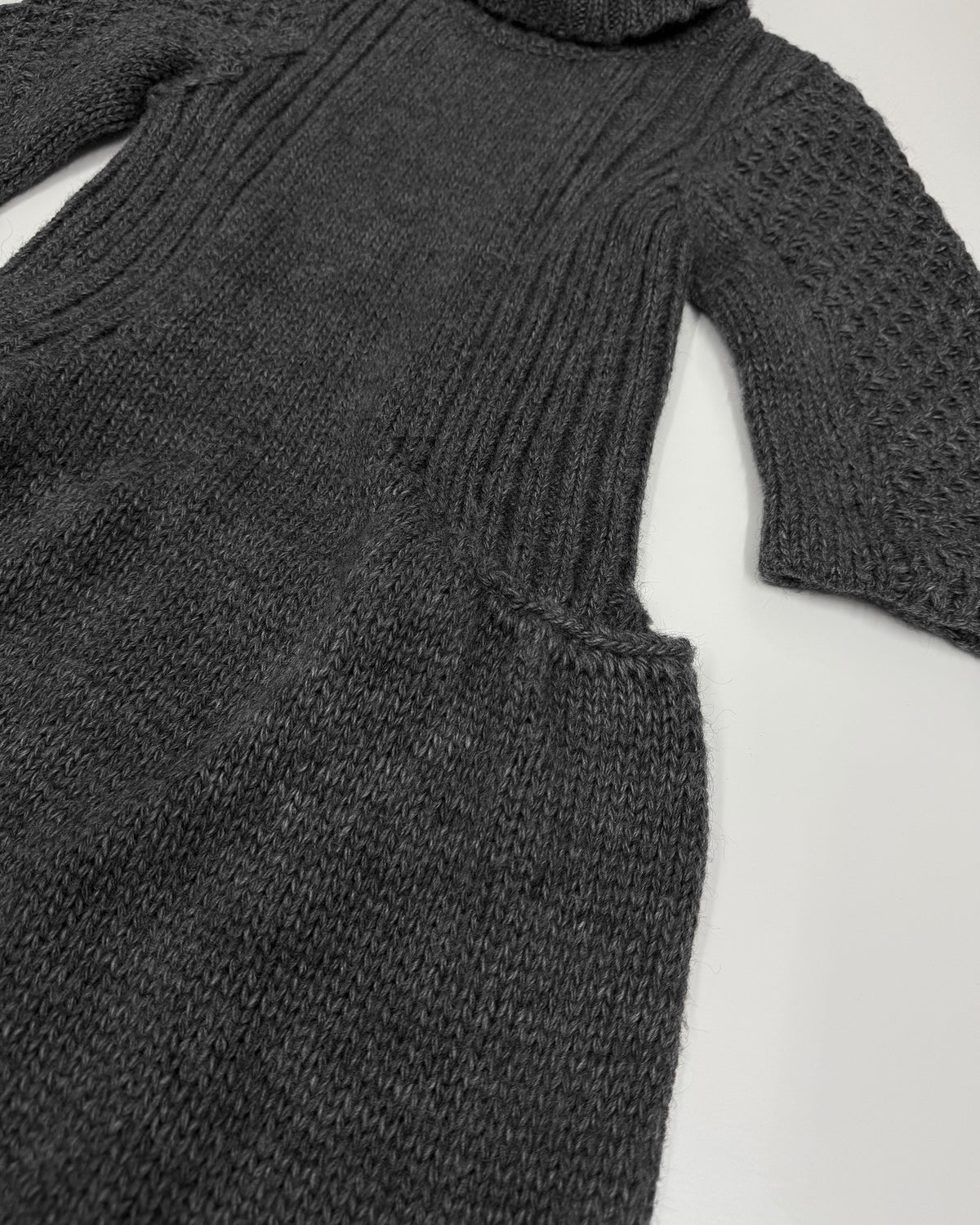 Miu Miu FW2008 Turtleneck Knit Wool Dress Dark Grey
