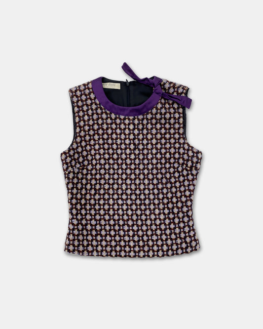 Miu Miu SS2000 Wool Checkered Top Purple