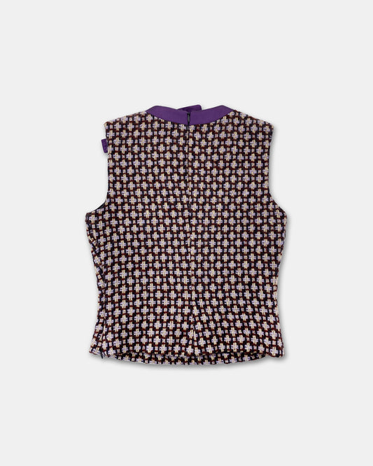 Miu Miu SS2000 Wool Checkered Top Purple