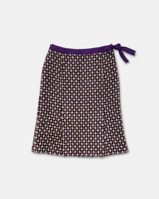 Miu Miu SS2000 Wool Checkered Skirt Purple