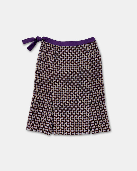 Miu Miu SS2000 Wool Checkered Skirt Purple