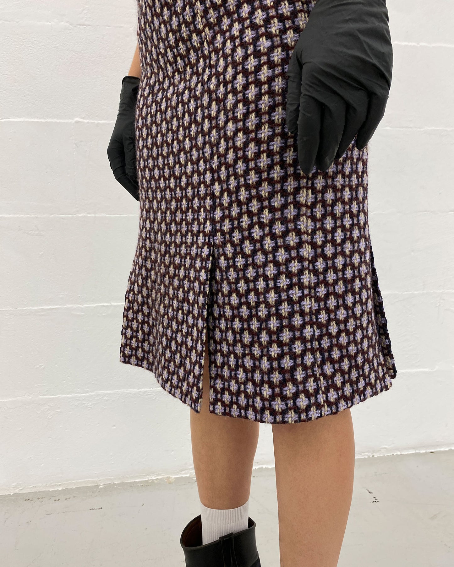 Miu Miu SS2000 Wool Checkered Top Purple