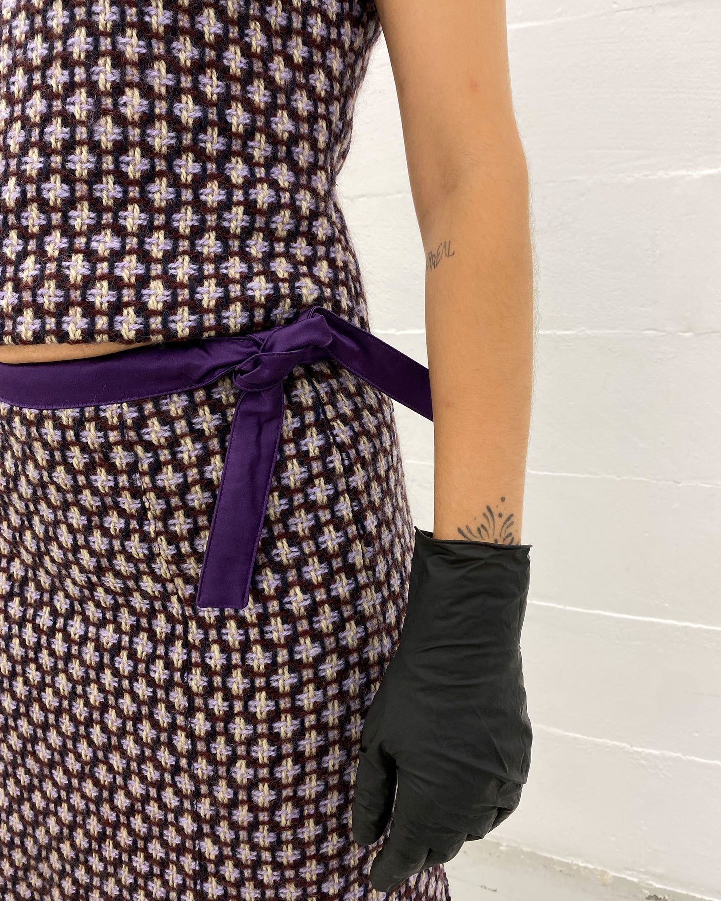 Miu Miu SS2000 Wool Checkered Skirt Purple