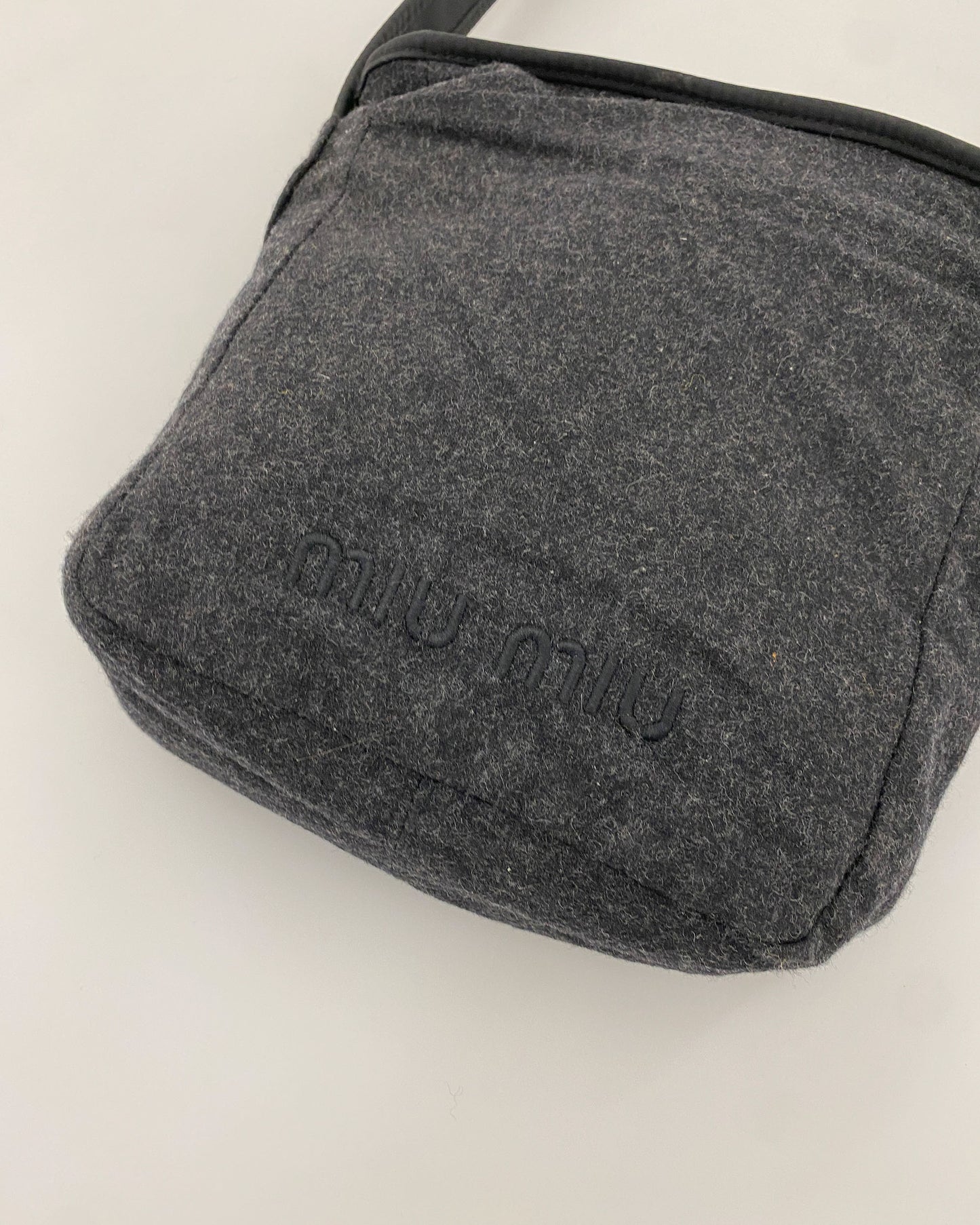 Miu Miu 1990s Sample Wool Shoulder Bag Grey