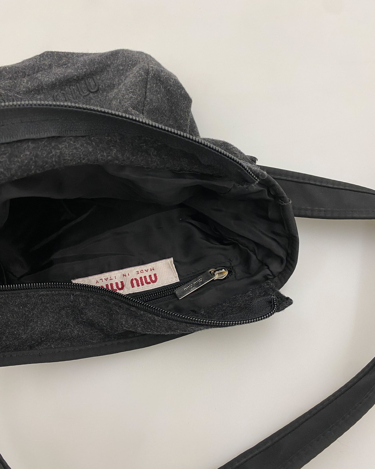 Miu Miu 1990s Sample Wool Shoulder Bag Grey