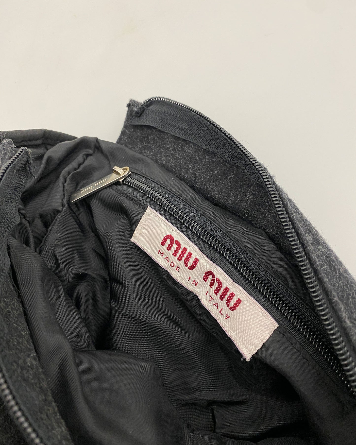 Miu Miu 1990s Sample Wool Shoulder Bag Grey