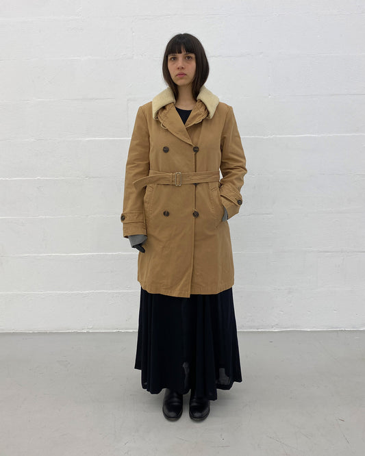 Miu Miu 2000s Sherpa Collar 2in1 Coat Beige