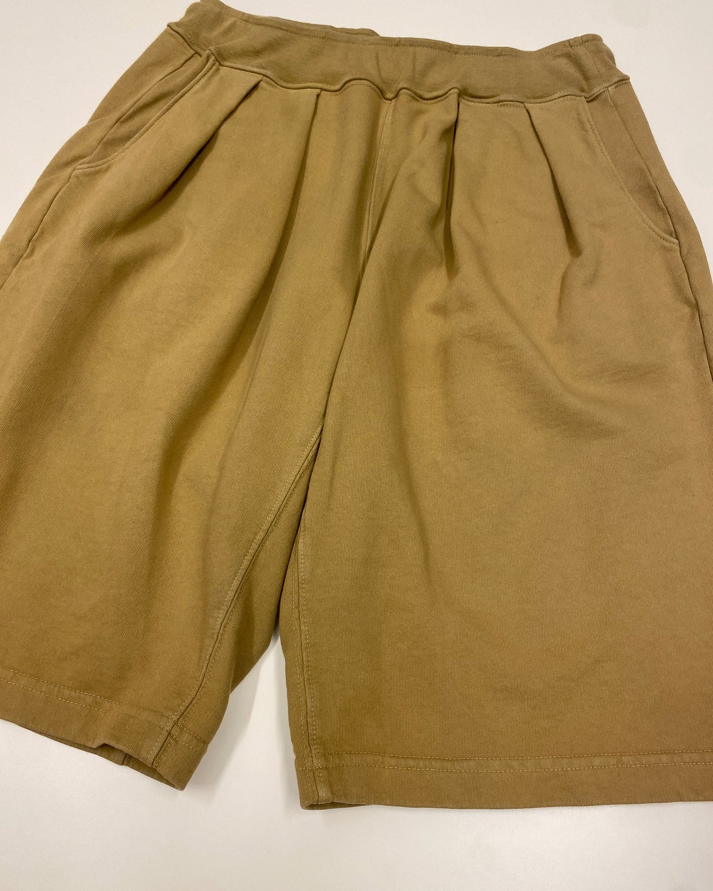 Monitaly 2020s Oversized French Terry Crewneck and Shorts Set Beige